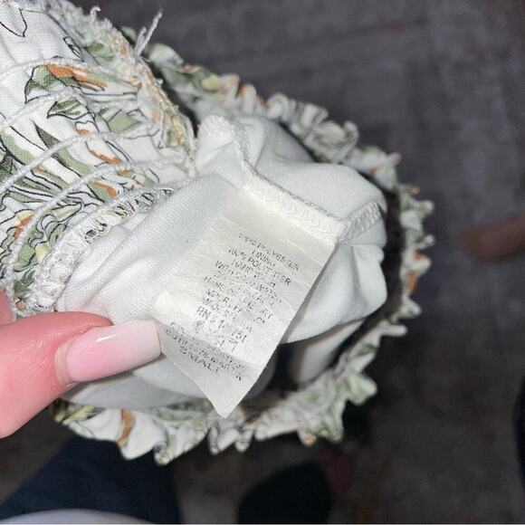 Peach Love California white & green leaf print pull on wide leg lightweight SZ S - Picture 8 of 13